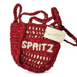 Universal Thread “SPRITZ” Red Crochet Raffia Shoulder Bag With Handles